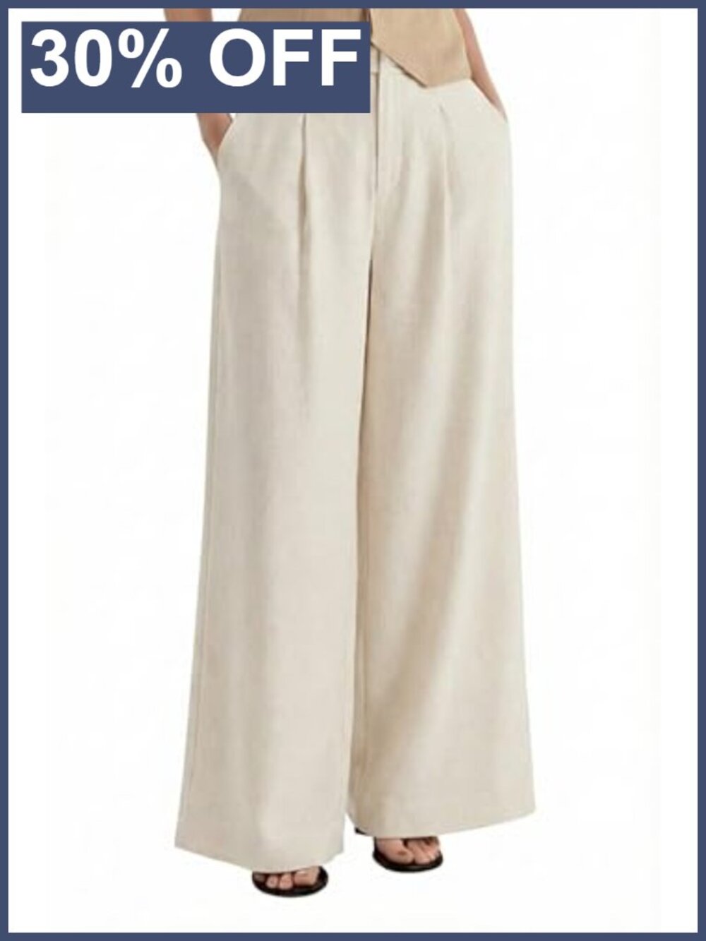 Linen Blend Wide Leg Work Pants Office Business Casual High Waist